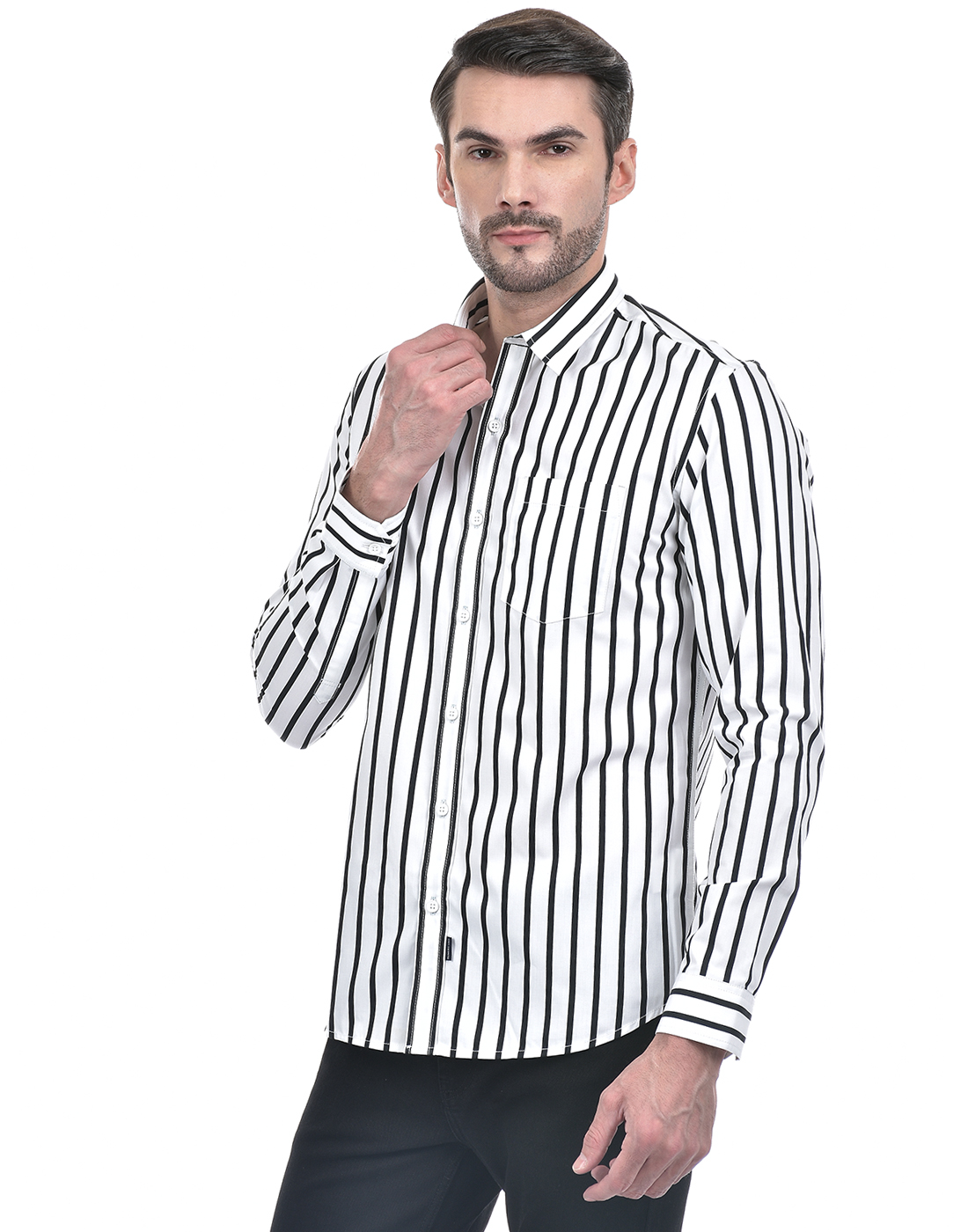 Numero Uno Men Striped White Shirt